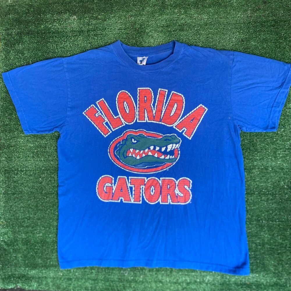 Vintage 90s UF Florida Gators T-Shirt Blue M Single Stitch Big Print Collegiate